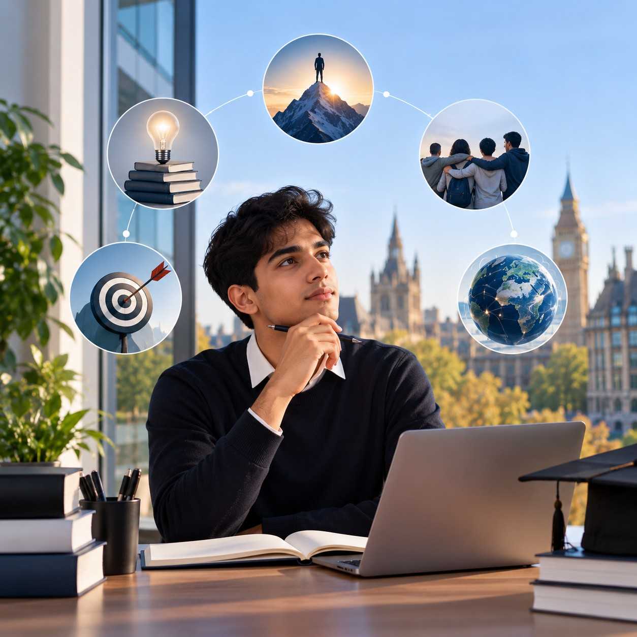 Student preparing an Imperial MiM application while considering career goals, academic growth, personal values and global opportunities.